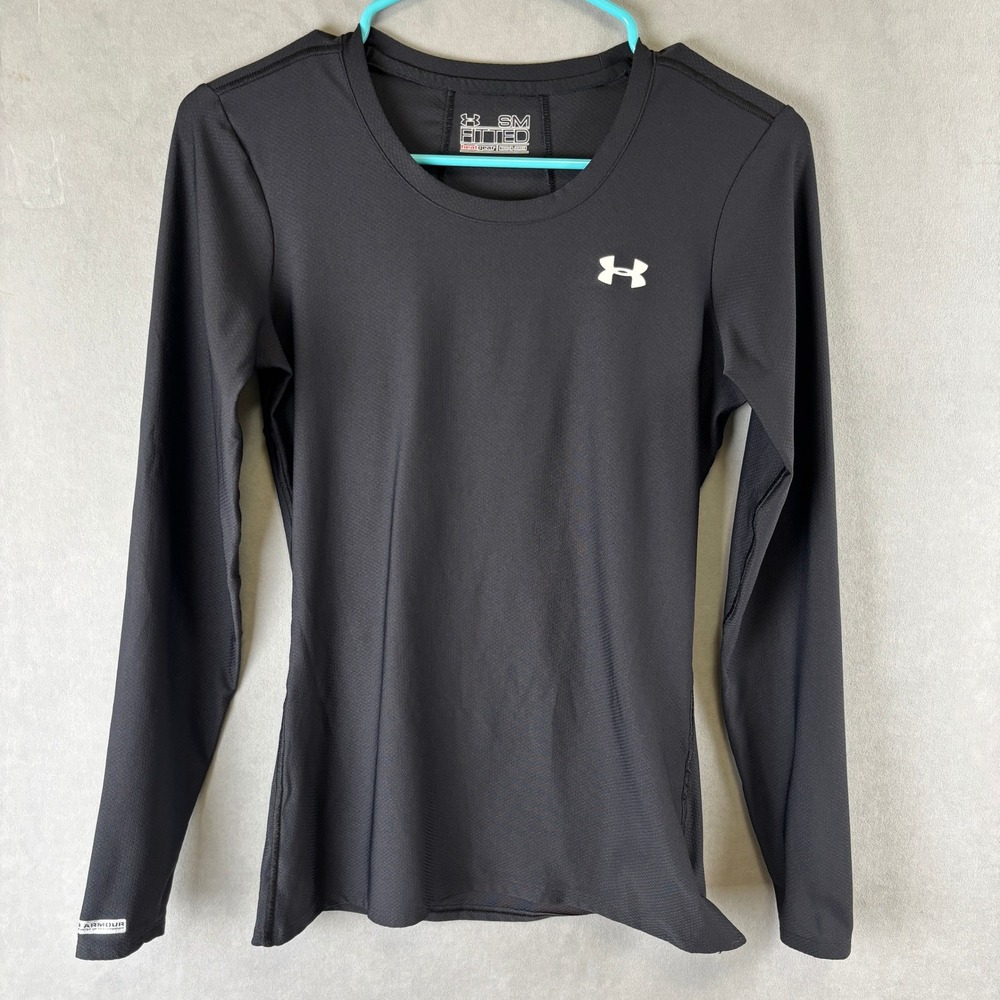 Under Armour HeatGear Fitted Long Sleeve Training Shirt Black Base Layer Women S